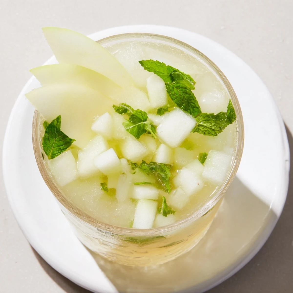 Vibrant photo of Emerald Ginger Pear, a beautiful cocktail with fresh mint and a gingery aroma.