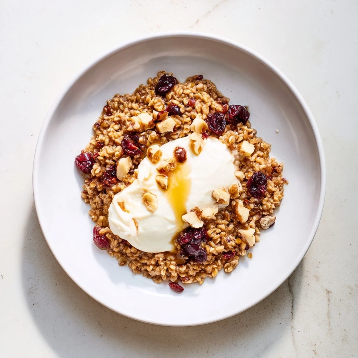A close-up of delicious Frosted Farro with a creamy texture, ready to enjoy as breakfast.