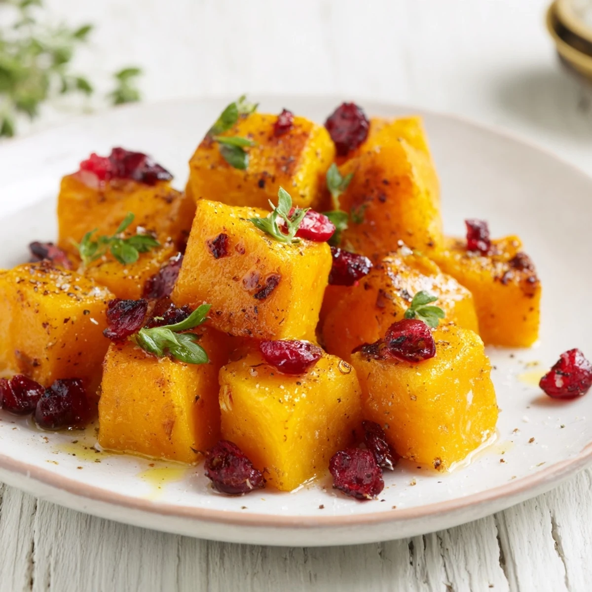 This Root Cranberry Herb salad displays colorful roasted root veggies and sweet, tart cranberry details.