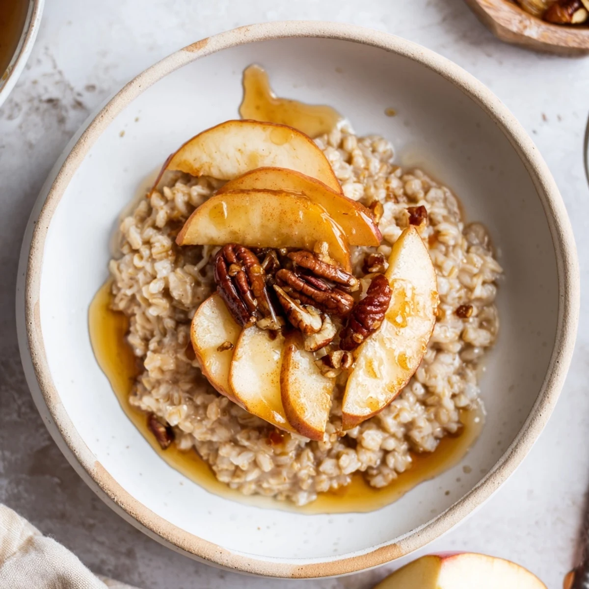Fluffy maple barley served in a warm bowl, perfect for a cozy autumn breakfast.