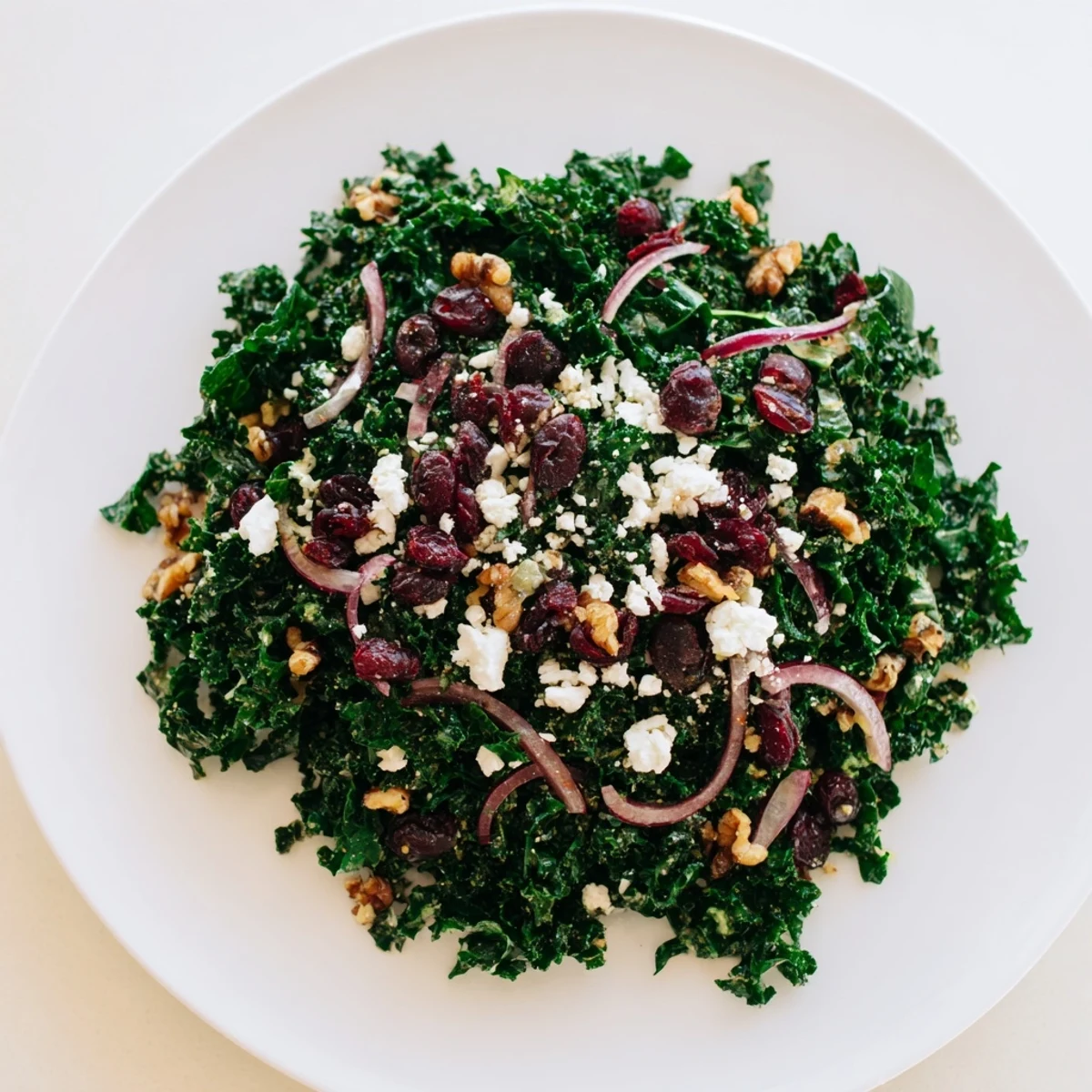 Fresh Cranberry Kale Salad: a colorful, healthy salad with kale and a zesty lemon dressing.