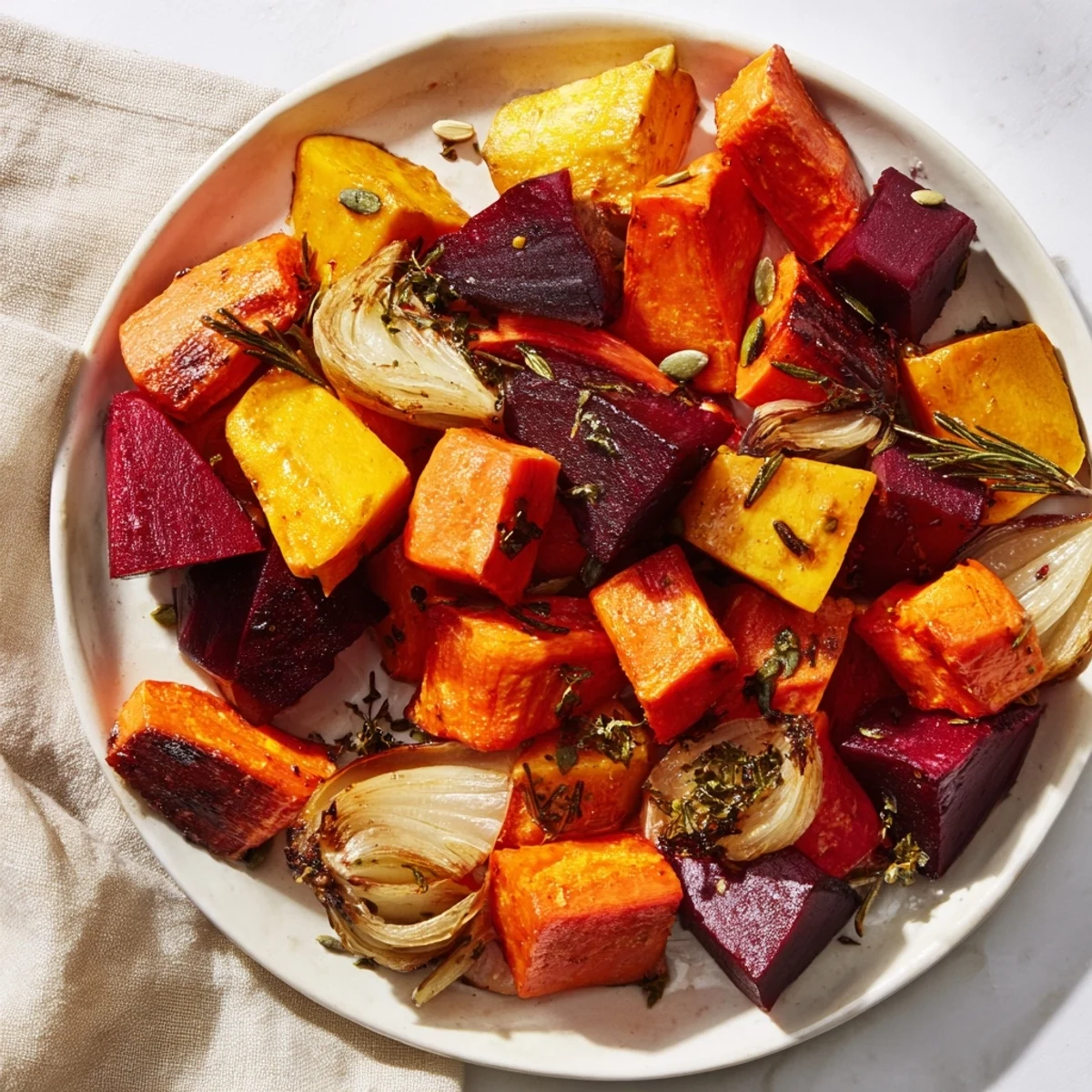 Charred Roasted Roots with caramelized edges and a balsamic glaze, a delicious and wholesome vegetarian side dish.