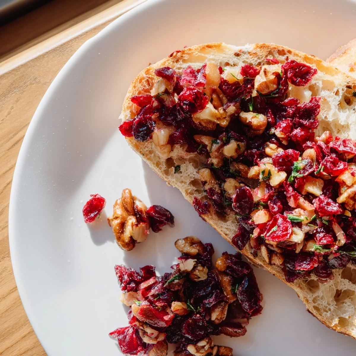 A warm, delicious loaf of Toasty Cranberry Herb bread baked to perfection, perfect side dish.