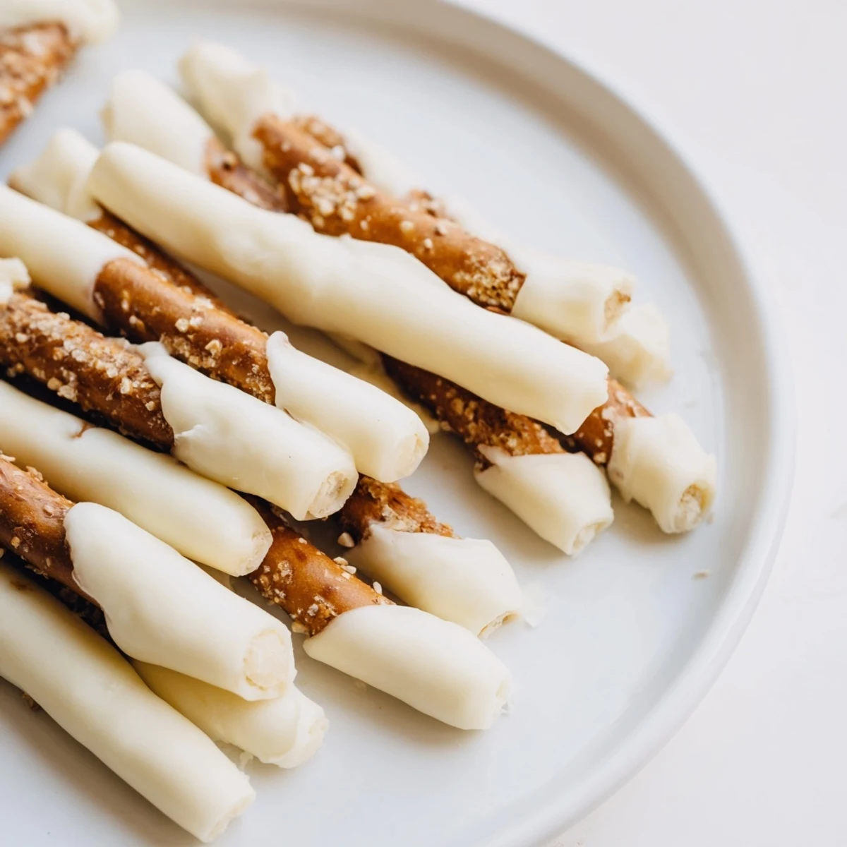 This String Cheese & Pretzel Rods Snack shows creamy cheese and salty pretzels, a perfect pairing.