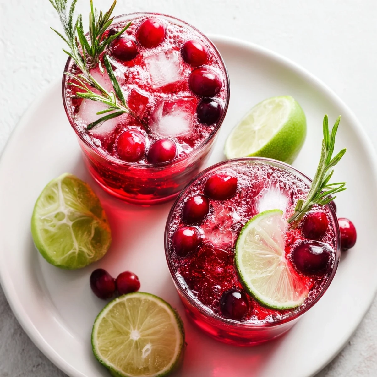 A refreshing glass of the Evergreen Cranberry Herb recipe, fizzy and bright, perfect for any celebration.