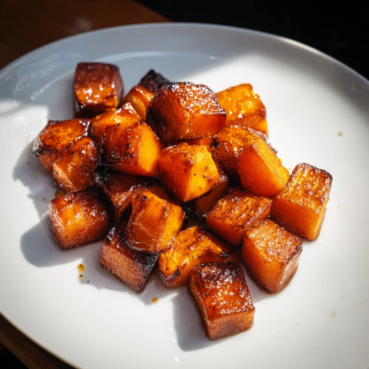 Golden Maple Roasted Butternut Squash glistening with maple syrup, a perfect autumn side dish.