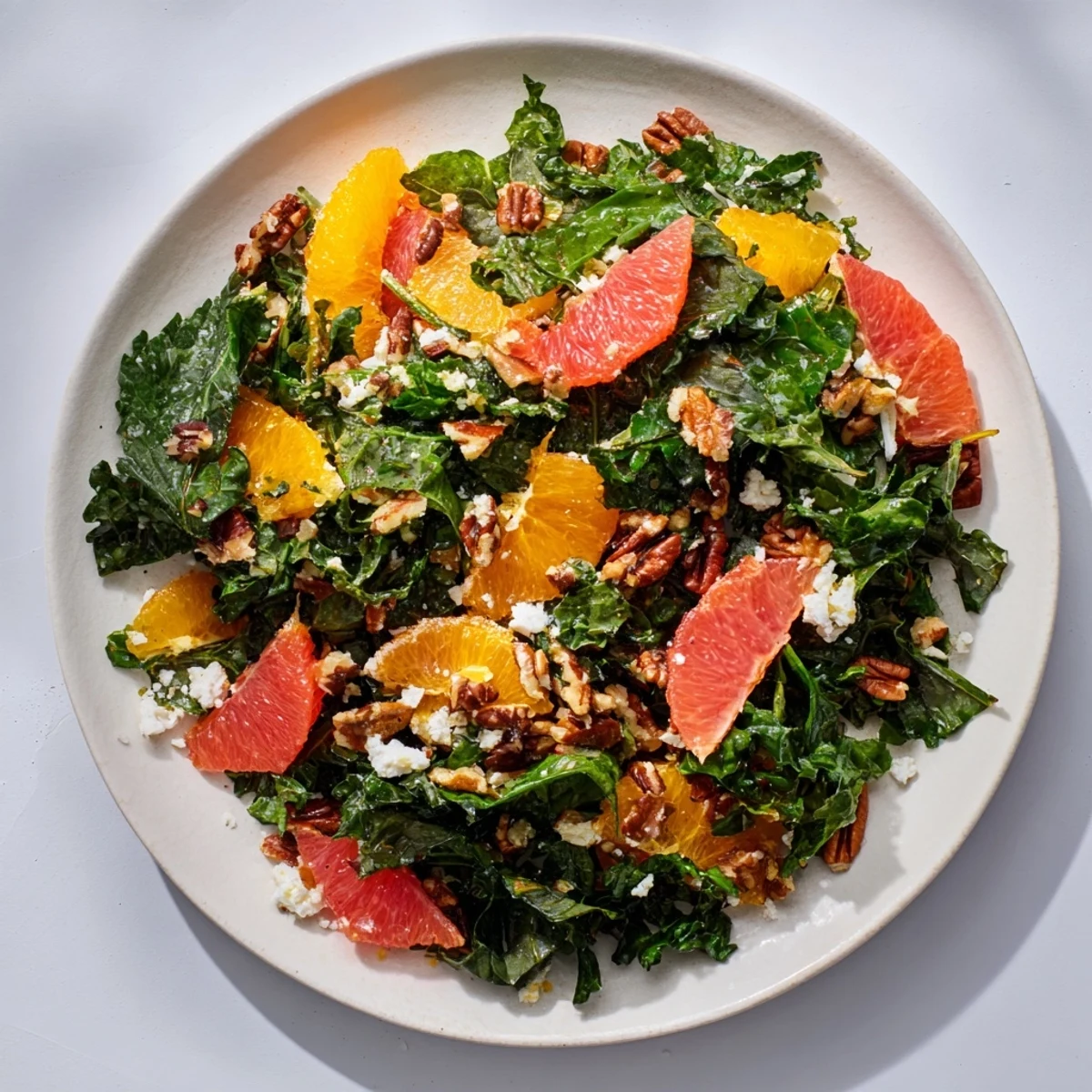 Cozy Citrus Greens salad featuring bright orange and grapefruit segments, ready to be enjoyed.