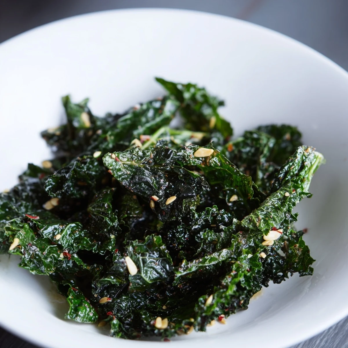 Crispy Hearth Kale, a quick and healthy vegan side, seasoned and perfectly roasted.