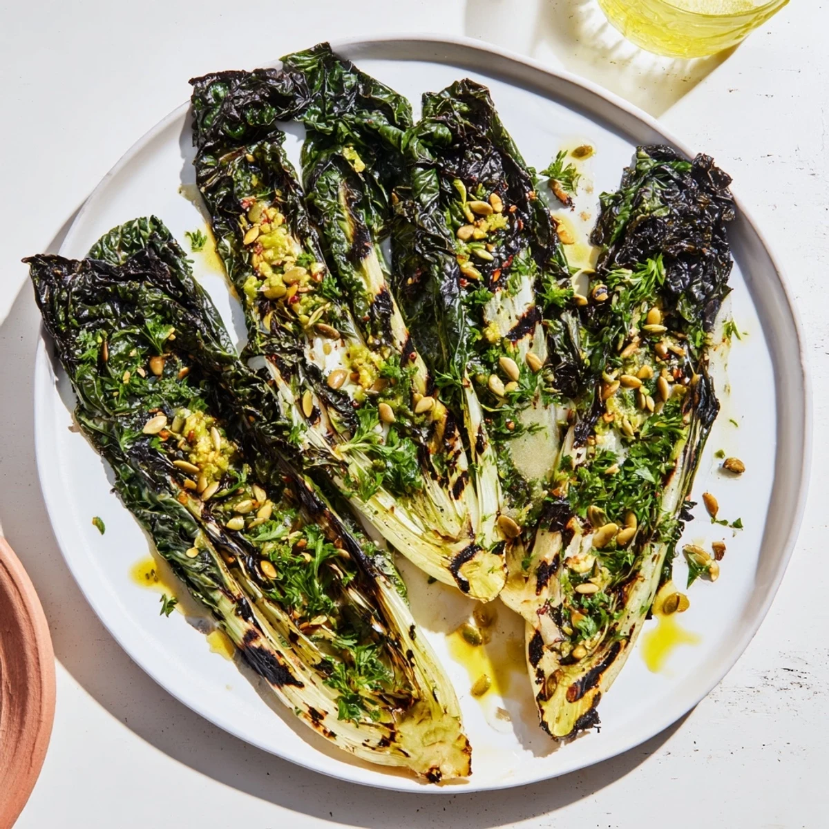 Vibrant Charred Citrus Greens salad, with beautifully seared greens and bright citrus dressing, ready to enjoy.