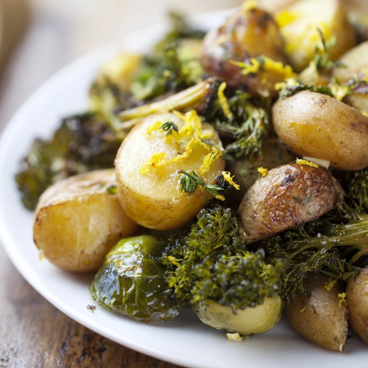 A warm side of Roasted Evergreen Mix with kale and potatoes, lightly seasoned and ready for a family dinner.