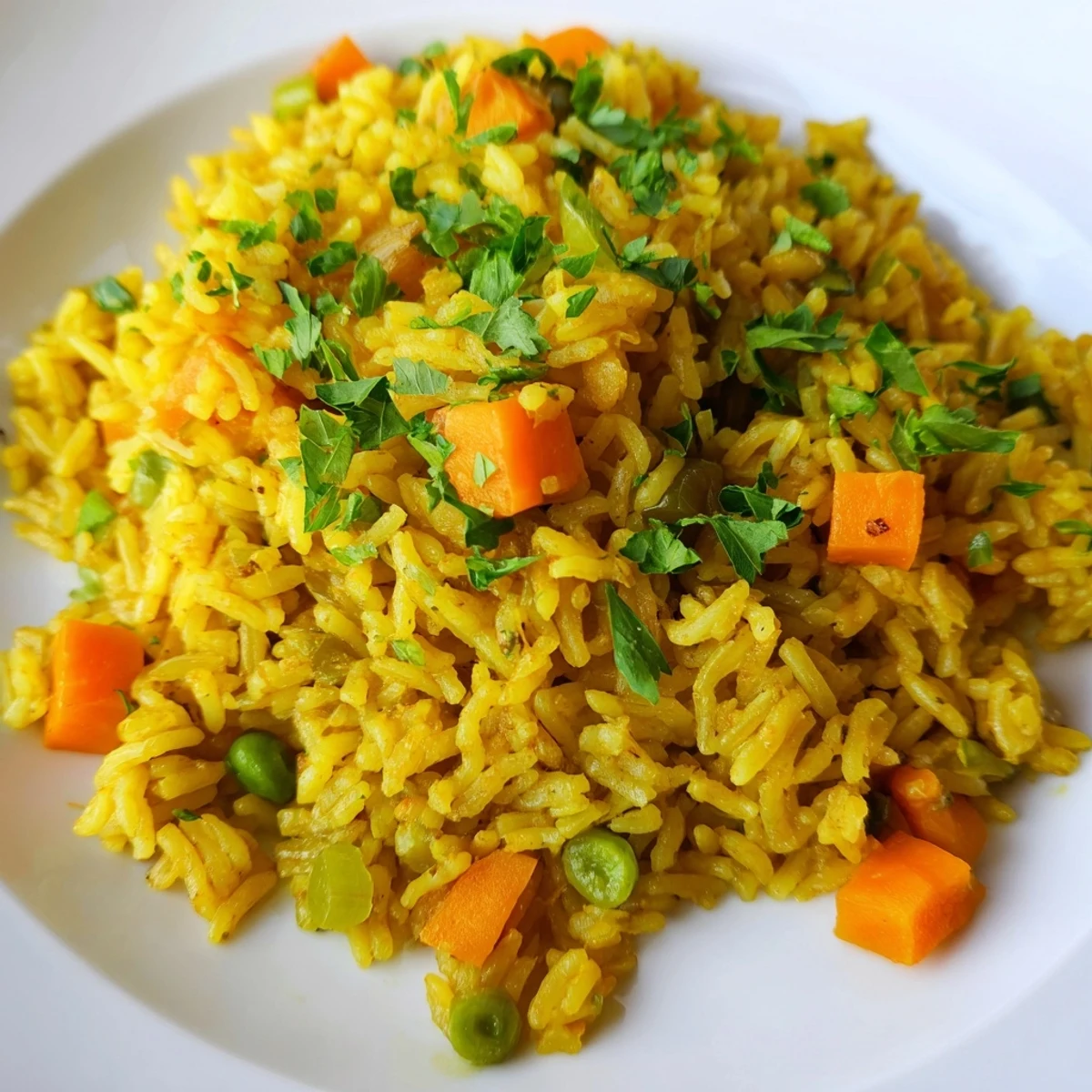 Spoon lifting a portion of Hearth Warm Rice, revealing fluffy grains and vibrant vegetables for a family dinner.