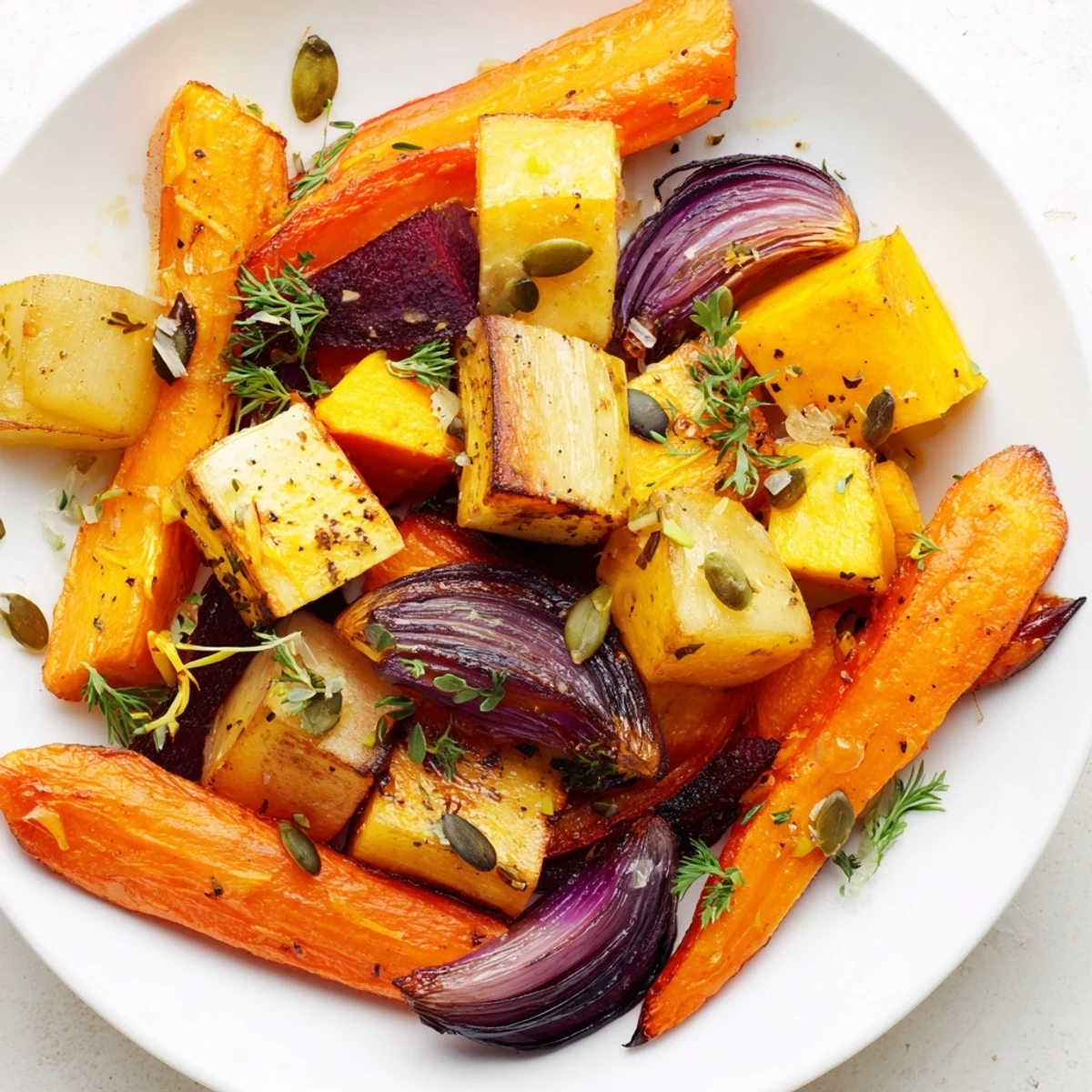 Enjoy this easy side dish: Emerald Roasted Roots blend sweet root vegetables with lemon zest, perfect alongside roasted chicken or a vegetarian main.