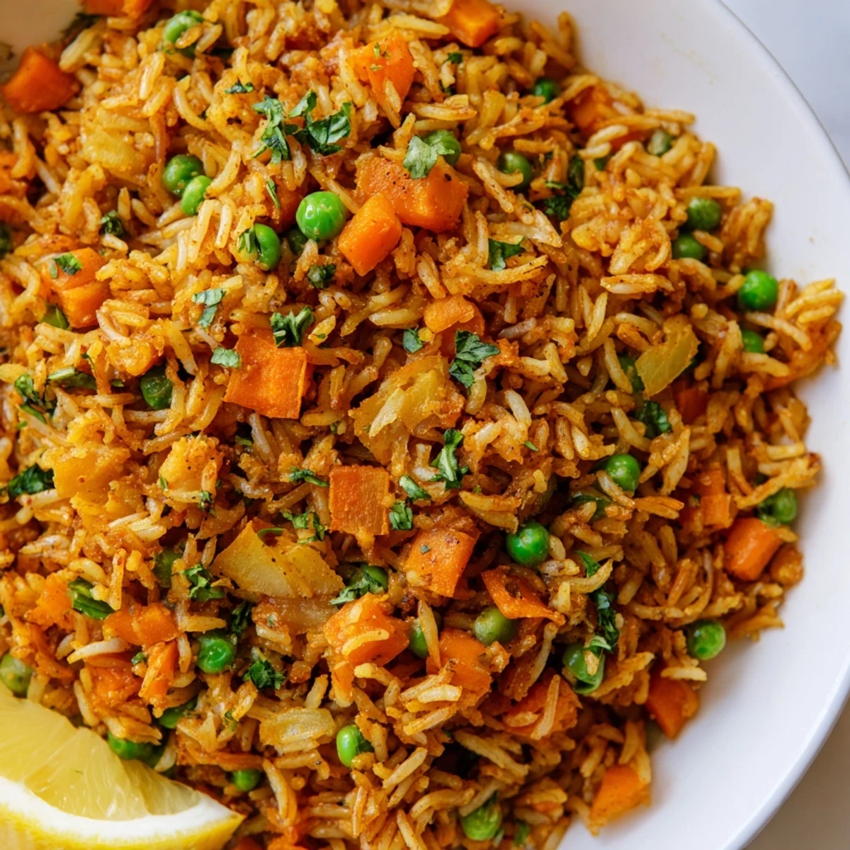 Steaming hot Spiced Savory Grain, flecked with green cilantro, is a fantastic vegetarian side.