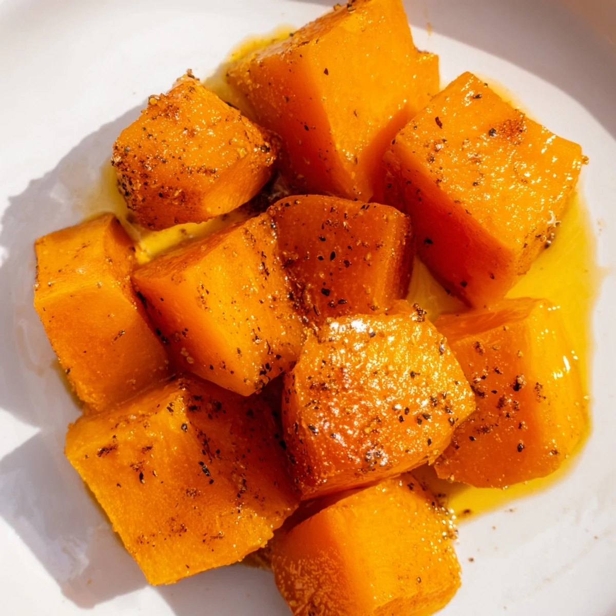 Roasted Maple Squash paired with roasted chicken creates a cozy autumn dinner plate on a rustic table.  