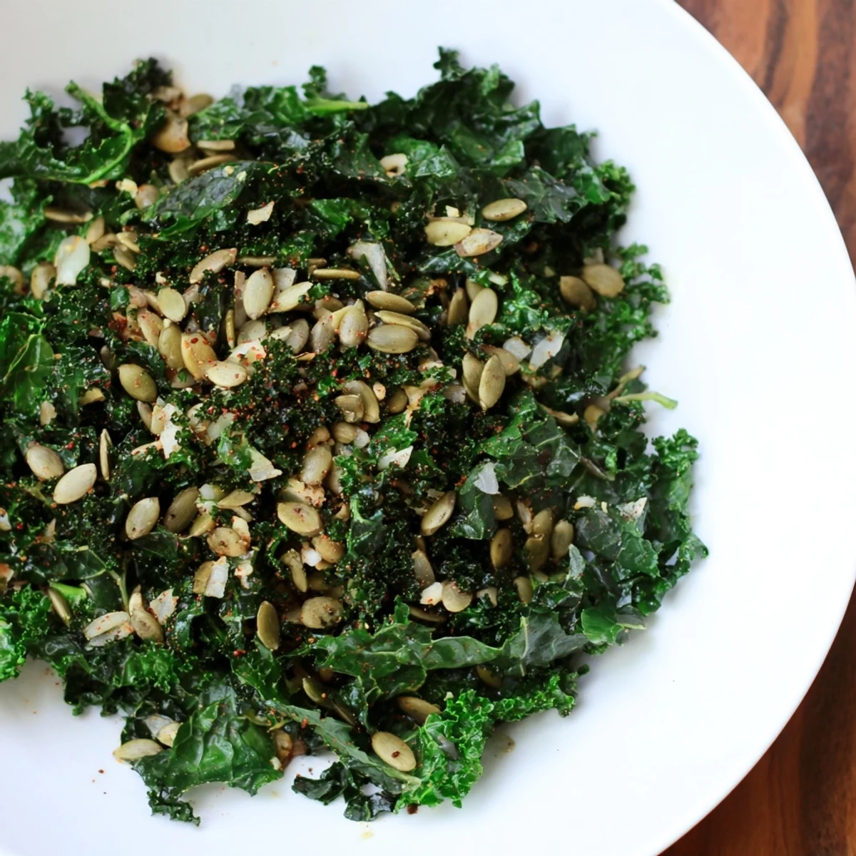 A flavorful Spiced Kale side dish, sautéed until tender with a hint of smoky paprika and garlic.
