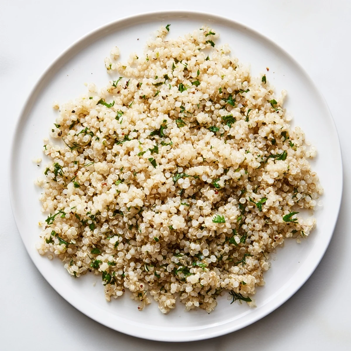 Bright Herbed Quinoa side dish garnished with chives and lemon zest for summer meals.