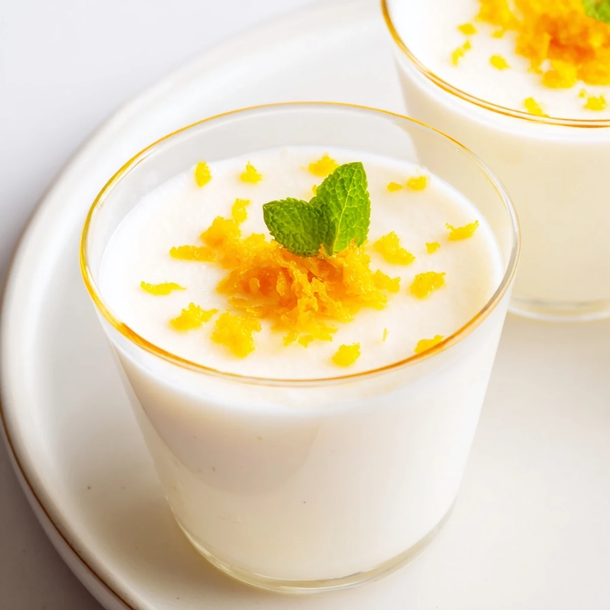 Overhead view of Frosted Bright Citrus dessert, with tangy glaze and vibrant zest garnish.