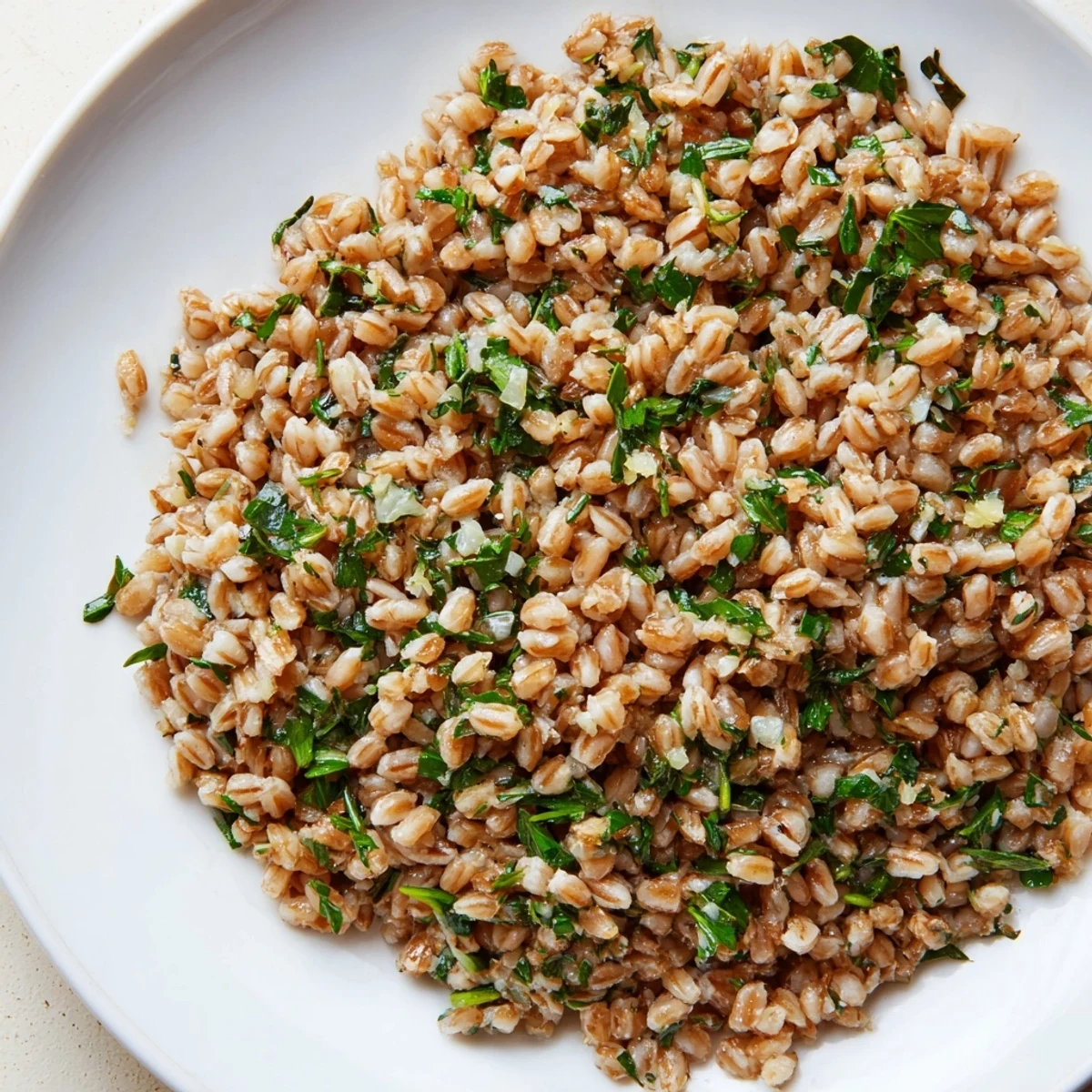 Herbed Savory Grain served warm with lemon zest and chopped chives next to grilled fish.