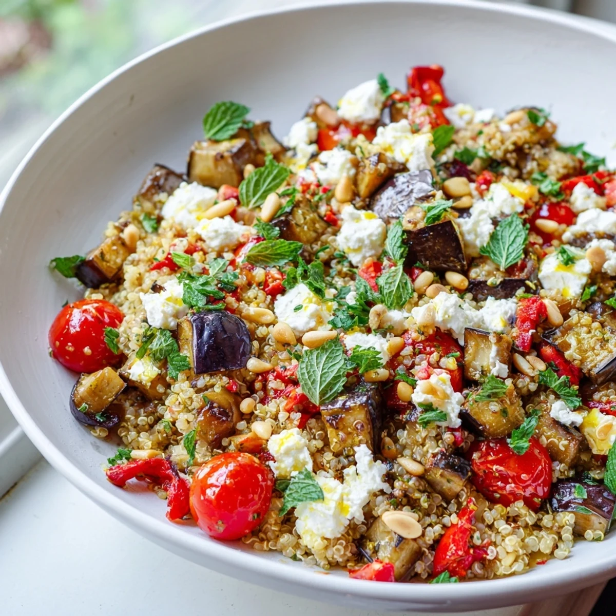 Mediterranean Eggplant Quinoa Bowl