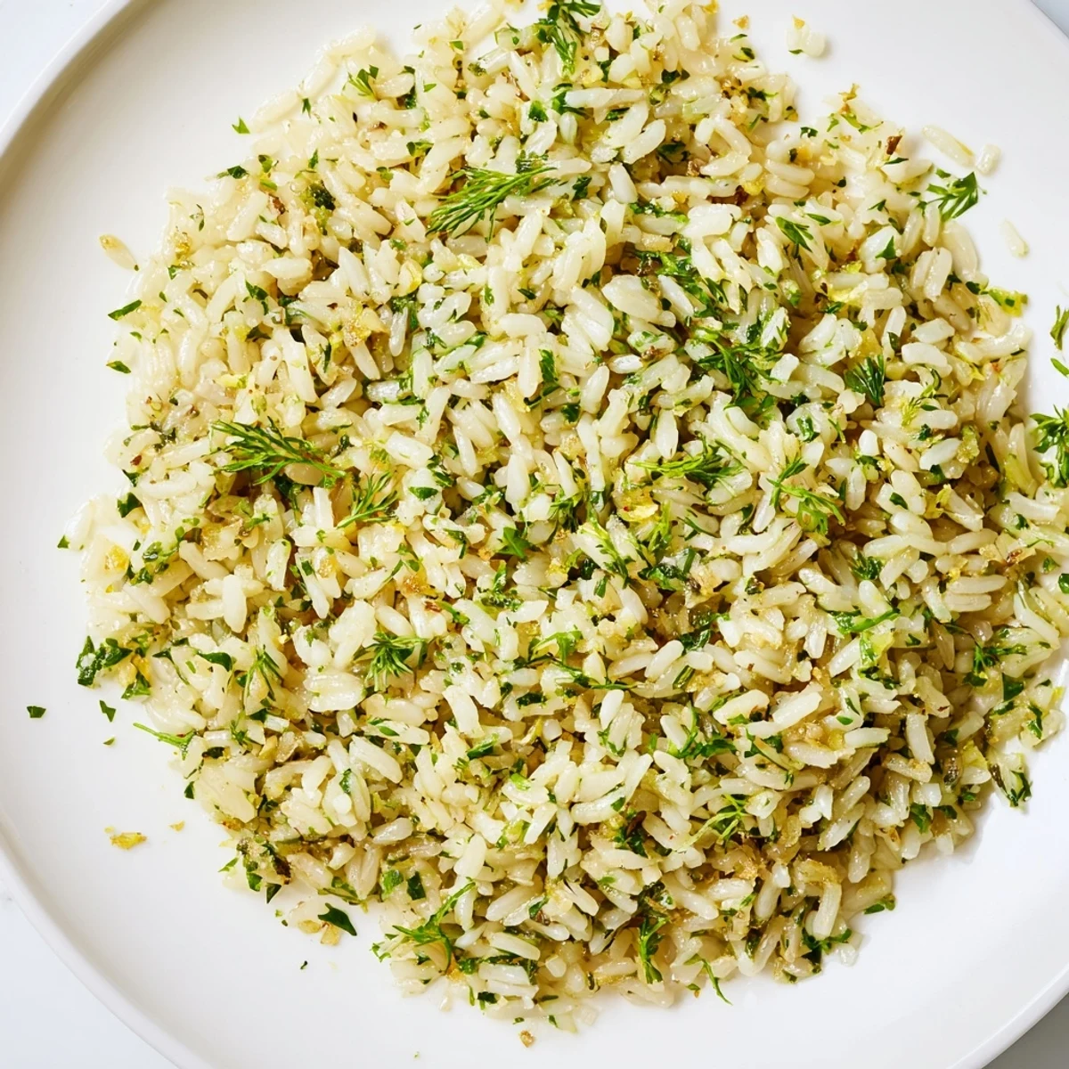 Golden roasted cauliflower nestled atop garlic lemon herb brown rice with fresh parsley