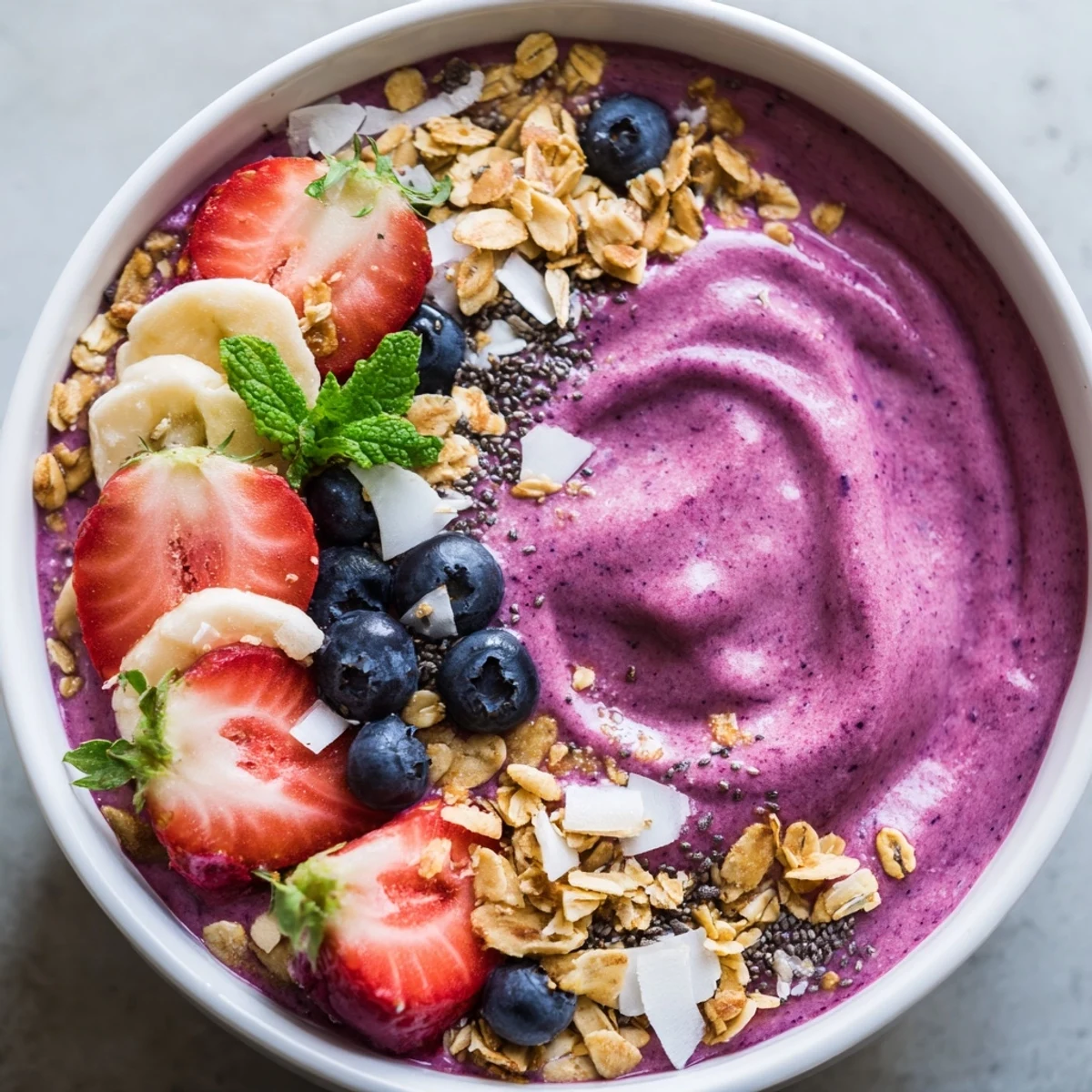 Blueberry Strawberry Coconut Smoothie Bowl