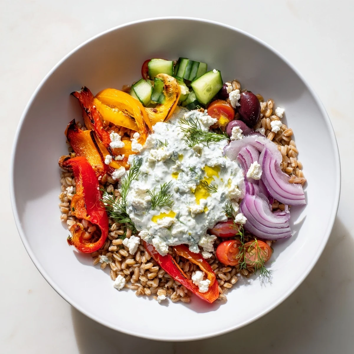 Mediterranean Farro Pepper Bowl