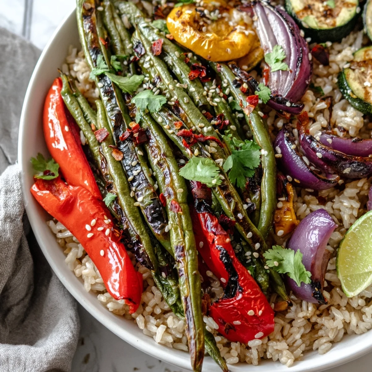 Spicy Garlic Roasted Green Beans