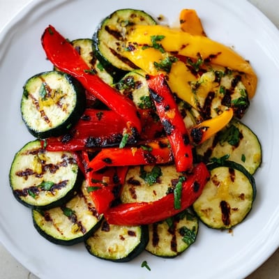 Vegan Bright Charred Vegetables medley, featuring smoky charred asparagus and cherry tomatoes, served warm as a gluten-free side dish.